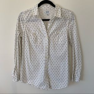 Old Navy Nautical Anchor Button-up Blouse Top Shirt